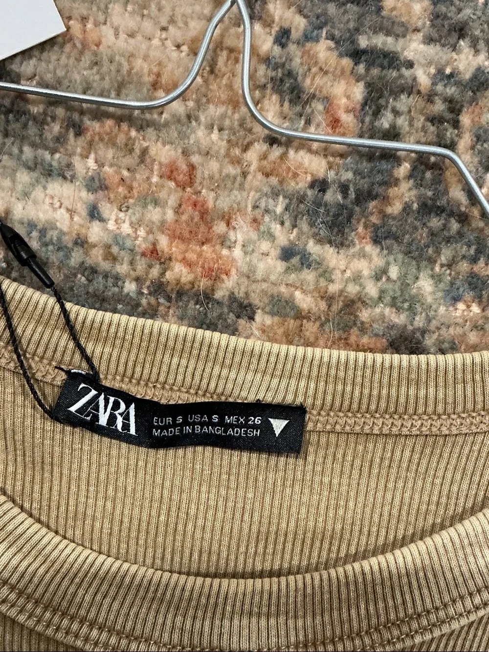 Zara Short Sleeve Ribbed Tee in Light Tan - Picture 2 of 4